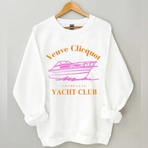 New Veuve Clicquot Champagne Yacht Club Sweatshirt White Sweatshirt Size XXL